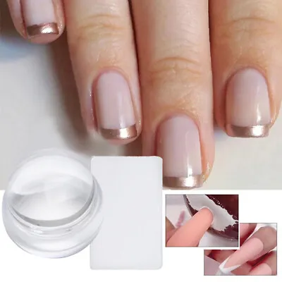 Silicone Nail Stamper French Manicure Stamping Jelly Nails Art + Scraper Stam • $2.31