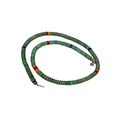 Native American Navajo Turquoise Rondelle Beads Green Southwest Boho 20  Strand • $74.99