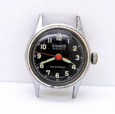 Rare Military Sindaco 15 Jewels Manual Wind Wristwatch • $99