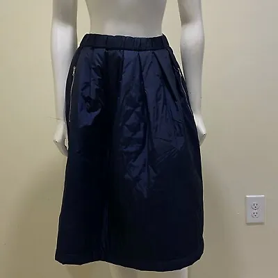 Acne Studios Pimlico Skirt Women's Size 34 Navy Blue Quilted Pleated Waist Puw15 • $124.97