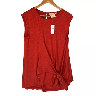 NEW Vanessa Virginia Anthropologie Top Women's Small Red Orange Dayla Tie Front • $27.88