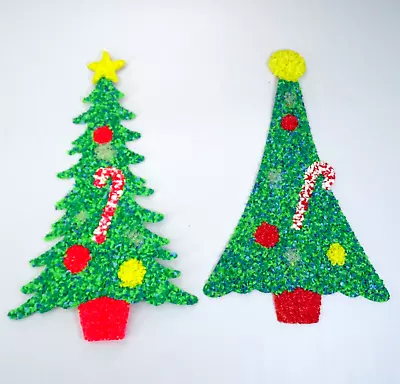 Vintage Christmas Plastic Popcorn Decorations Large Xmas Trees Lot Of 2 • $29.95