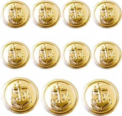 11 Pieces Metal Blazer Button Set - Naval Anchor Crest - For Blazer Suits Spor • $10.58