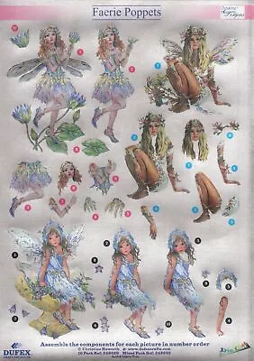 Dufex Faerie Poppets Die-Cut Decoupage With Card Blanks Envelopes Instruct Sheet • £7