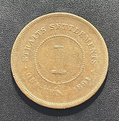 Straits Settlements 1891 One Cent Coin:  Victoria • $9.95