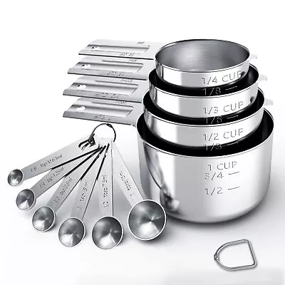 Stainless Steel Measuring Cups & Spoons Set Cups And SpoonsKitchen Gadgets Fo... • $22.87