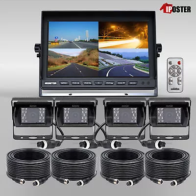 10.1  Quad Monitor Heavy Duty 4x 4 PIN CCD Reversing Camera 12/24V Truck Bus Kit • $269.99
