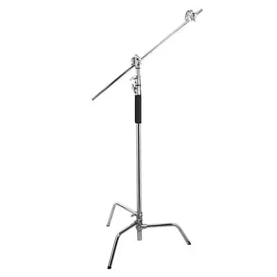Flashpoint 10' C Stand On Turtle Base 40  Grip Arm  Two 3  Gobo Heads Chrome • $139.95