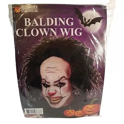 Adult Black Clown Pattern Baldness Bald Cap Wig One Size • $17.79