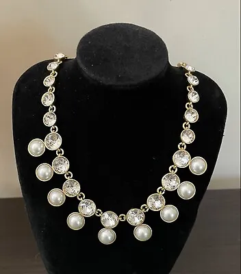 $44 • Buy J.Crew Pearl And Crystal Snowfall Necklace! Sold Out! New$118 With J.Crew Bag!
