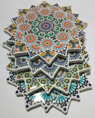 $7.89 • Buy Moroccan Mosaic Ceramic Coasters Different  Designs Home Decoration