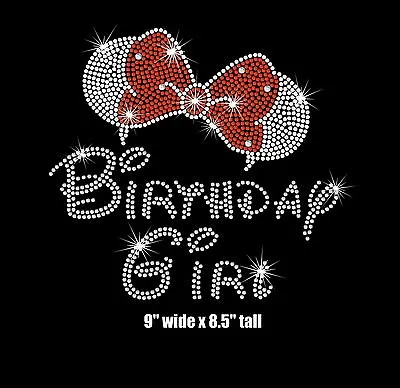 9  Minnie Mouse Ears Birthday Girl Iron On Rhinestone Transfer Bling Patch • $15.75