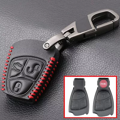 3 Button Leather Key Cover Fob Case For Mercedes Benz CLS SL C Class Key Chain • $6.64