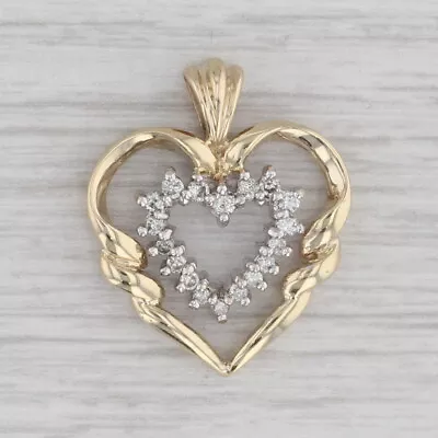 0.20ctw Diamond Layered Heart Pendant 10k Yellow White Gold • $179.99