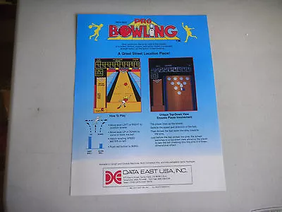 Old Stock DATA EAST PRO BOWLING   ARCADE GAME  FLYER     • $5.49