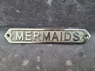 Brass Mermaids Wall Plaque Sign - Nautical Beach House Boat Decor Mermaid Sign • $13.75