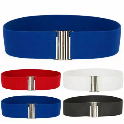 Women' Wide Buckle Stretchy Elastic Waist Belt Waistband For Dress Coat Jeans • £8.19