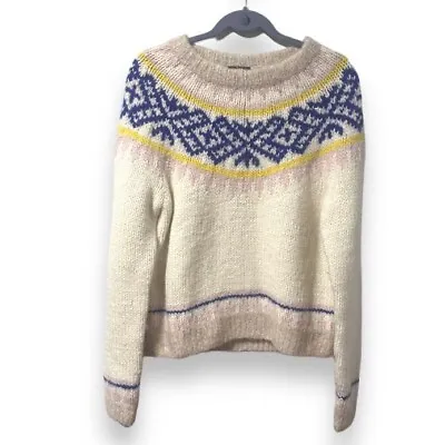 J. Crew Collection Hand Knit Alpaca Wool Blend Fair Isle Sweater Size Large EUC • $59.90