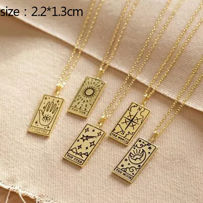 Tarot Card Necklaces For Women Stainless Steel World Sun Moon Eye Pendant NeckNR • $5.93