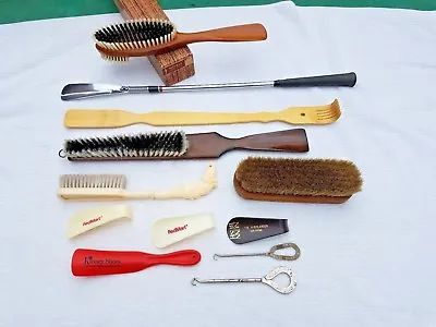 12 Vintage Grooming Items Clothes Brush Shoe Horne Back Scratcher Horse • $42