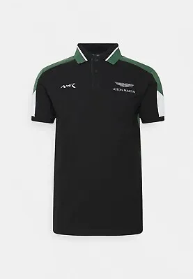 £37.99 • Buy Hackett Aston Martin Racing AMR Colour Block Polo Shirt Black/Green