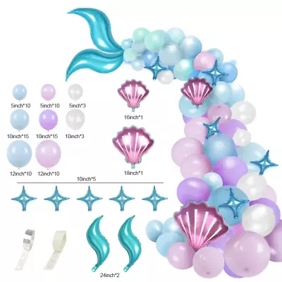 87Pcs Mermaid Tail Balloons Arch Set Kids Baby Shower Birthday Party Decoration • £7.29