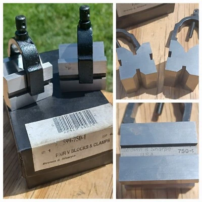 $149.99 • Buy Vintage Brown & Sharpe 750-1 V Blocks W/ 924A Clamps Orig Box Never Used 599-750