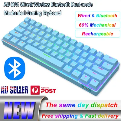 $20.99 • Buy AU 60% Wired/Wireless Bluetooth Dual-mode Mechanical Gaming Keyboard RGB Backlit