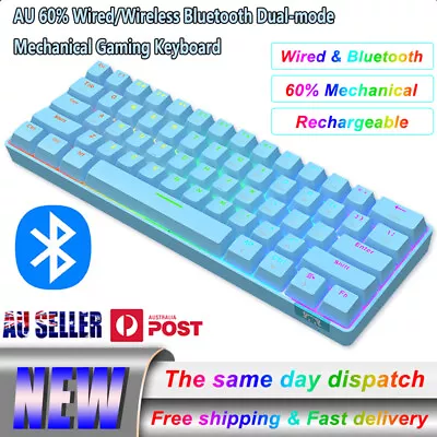 AU 60% Wired/Wireless Bluetooth Dual-mode Mechanical Gaming Keyboard RGB Backlit • $48.99