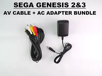 Audio AV RCA Cable Cord+AC Adapter Power Supply For SEGA Genesis 2 & 3 1631 1461 • $7.99