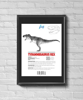 Jurassic Park The Lost World Movie Poster- Ingen Dinosaur List- Tyrannosaurus • $32.02