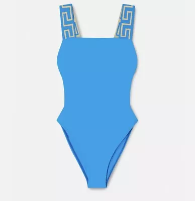 Versace Greca Border One Piece Swimsuit Size 2 Light Blue • $199