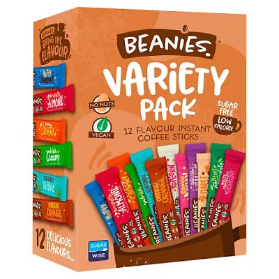 Beanies Flavoured Coffee Sticks Variety Pack Sachets - 12 Instant Coffee Sticks • £4.95