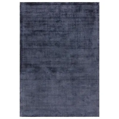 Aston Plain Viscose Rugs In Navy Blue 200x290cm By Asiatic • £245