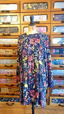 H&M Floral Print Pleated Detail Tea Dress UK M / 12  • £9.50