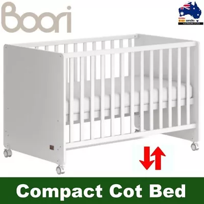 Boori Waratah Aster Compact Baby Cot Bed With Lockable Wheels Two Base Heights • $2259.95