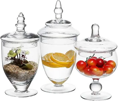 $45.99 • Buy Small Clear Glass Apothecary Jars, Wedding Centerpiece, Candy Storage Bottles