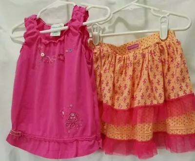 NAARTJIE Size 4 Pink Orange Seahorse & Tulle Skirt Set VGUC 100% Cotton  • $20.99