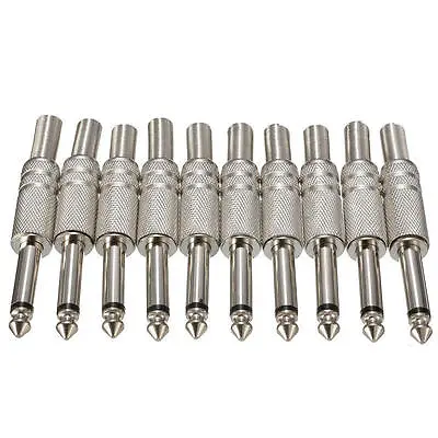 10Pcs Pack 1/4'' 6.35mm Male Mono Monaural Audio Cable Jack Connector Plug US • $8.99