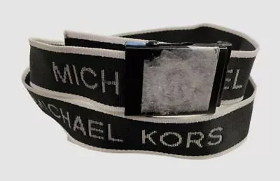 $68 Michael Kors Men's Black Logo Tape Slider Belt Size 42 • $21.98