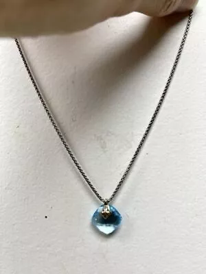 David Yurman Womens Pendant Necklace In Silver With Blue Topaz And 18K Gold • $522.46