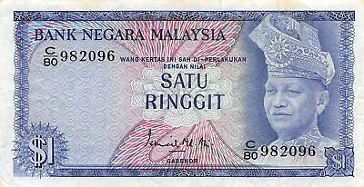 Malaysia  1  Ringgit  ND. 1967  P 1  Series  C/80  Circulated Banknote YY • $15