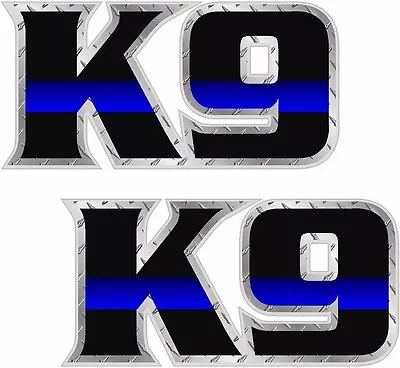 2 - Police K9 Decal SET 3 X1.9  K-9 Officer Dog Unit Thin Blue Line Sticker TEXT • $7.45