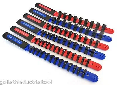 6 Goliath Industrial Abs Plastic Socket Rail Rack Holder Organizer 1/4 3/8 1/2  • $21.99