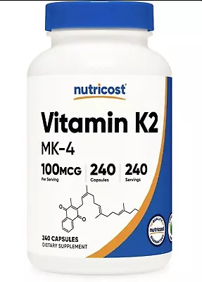 $13.30 • Buy Nutricost Vitamin K2 (MK4) 100mcg, 240 Capsules - Gluten Free And Non-GMO