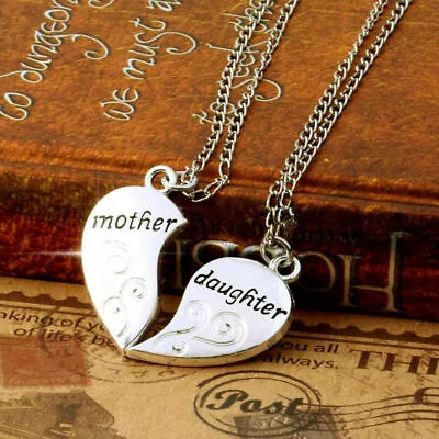 £4.89 • Buy 2 PCS Set Mother And Daughter Forever Love Heart Necklace Pendant Birthday Gift 