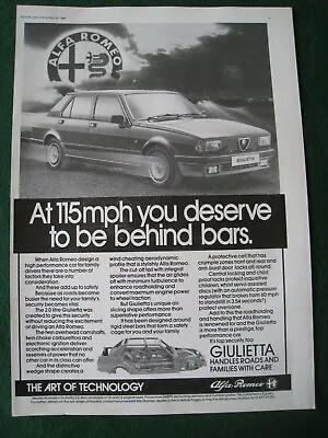 $2.43 • Buy Alfa Romeo Giulietta Car Road And Families Care 1984 Advert Appro A4 Size File 5