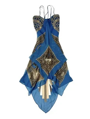 BCBG Max Azria 100% Silk Handkerchief Paisley Y2K Dress 0 💙 • $79