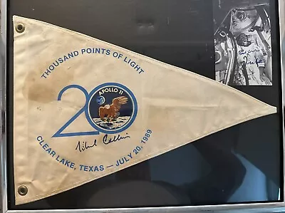 Framed Michael Collins Signed 20th Anniversary Thousand Points Of Light Pennant • $1000