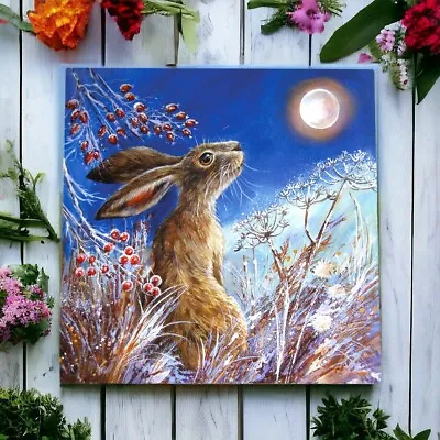 Winter's First Frost Hare Ceramic Tile Picture Judith Yates Wildlife Wall Art • £24.95